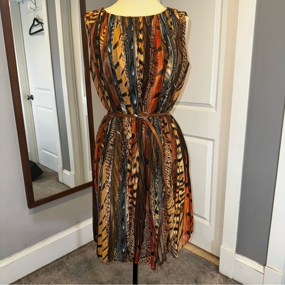 Calvin Klein Reptile Snake Animal Print Multi Color Sleeveless Dress size 12 - Picture 2 of 11